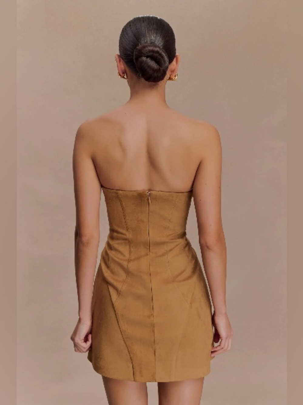 Meshki Andy Faux Suede Mini Dress - Camel - Picture 4 of 10
